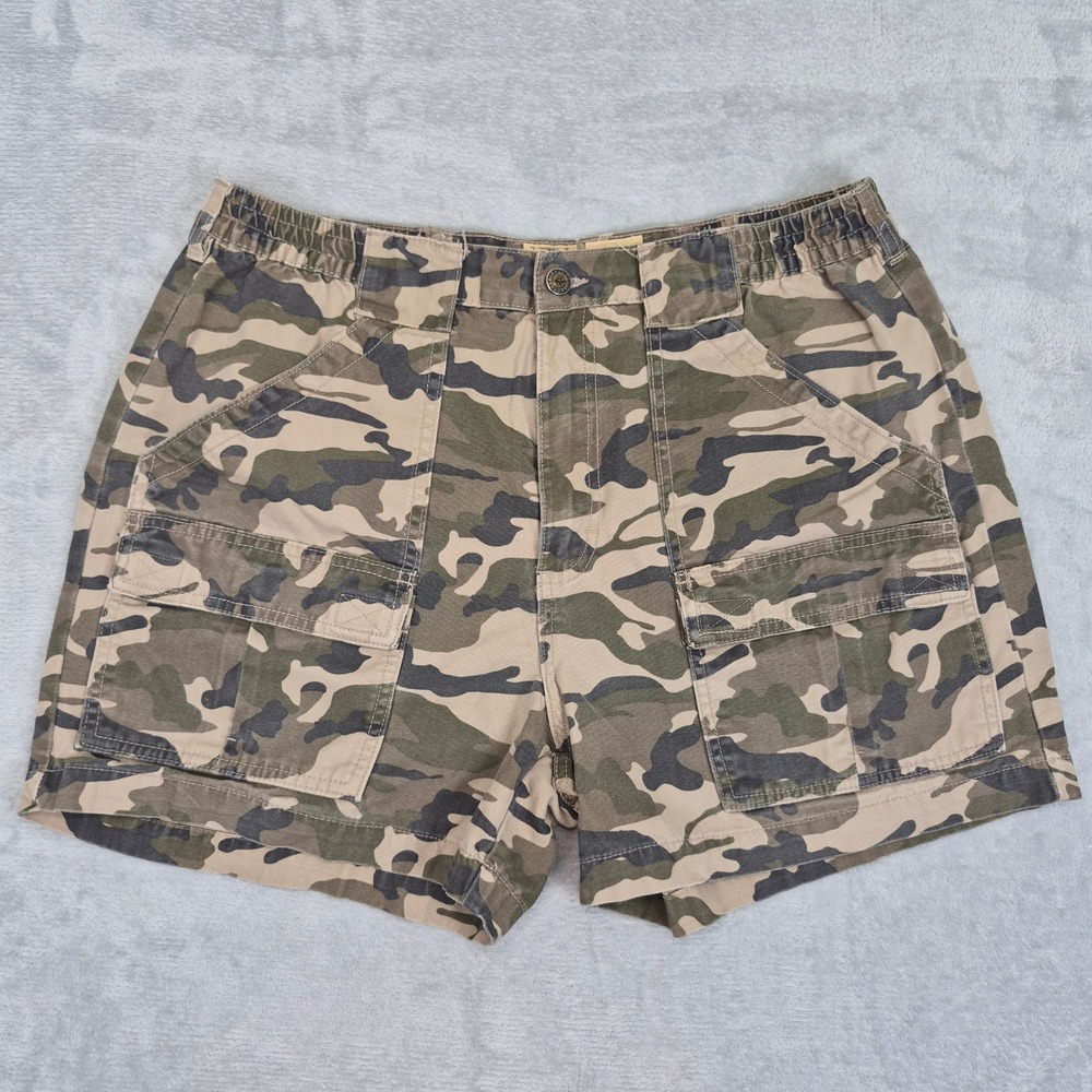 RedHead Camo Cargo Short Shorts 36 Men Elastic Waist Green Camouflage Canvas